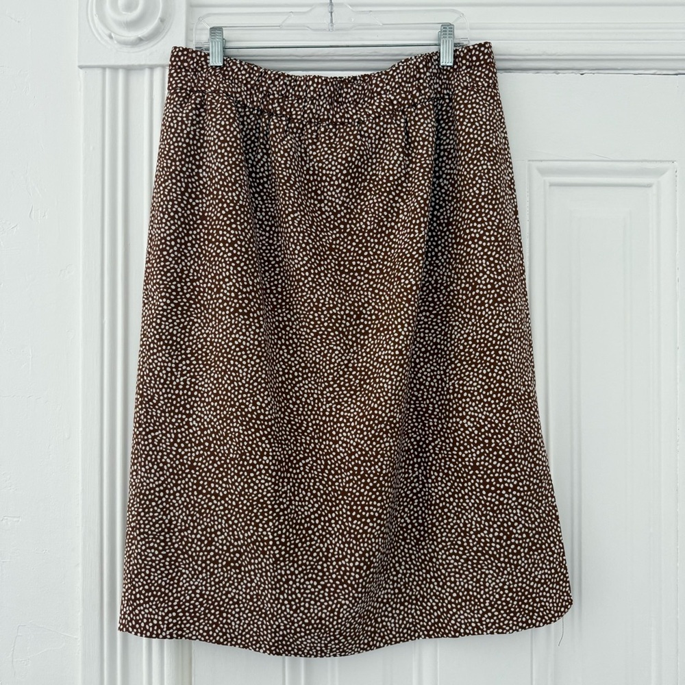J. Crew Brown and White Midi Skirt